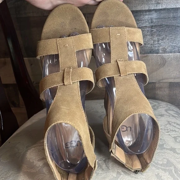 UGG Brown Suede Wedges Size 9.5 - Picture 6 of 10